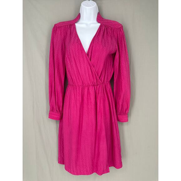 Trina Turk Dress Womens 2 Pink Silk Mini Long Sleeve V Neck - Picture 1 of 7